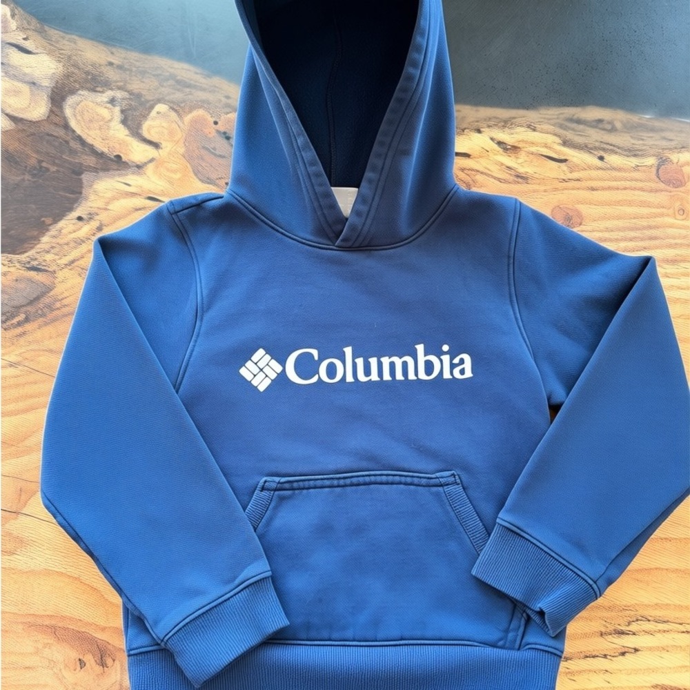 Columbia Youth Hoodie Blue Pullover Sweatshirt Kids Logo